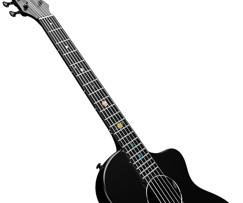Natasha Carbon Fiber Acoustic Guitar, 38-inch Steel-string Guitarra,Durable Thin 6-string Guitar for Beginners (Cosmic Black)
