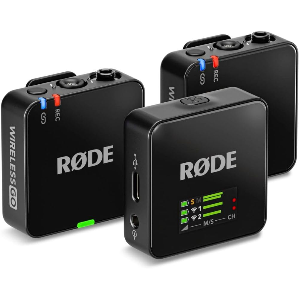 Rode Wireless GO (Gen 3) 2-Person Compact Digital Wireless Microphone Recorder Black Bundle with Grade Lavalier Lapel Microphone (2 Pack), Kellards Cleaning Cloth