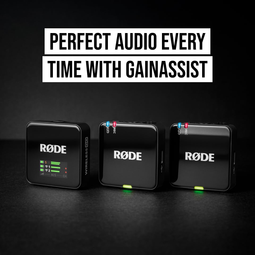 Rode Wireless GO (Gen 3) 2-Person Compact Digital Wireless Microphone Recorder Black Bundle with Grade Lavalier Lapel Microphone (2 Pack), Kellards Cleaning Cloth