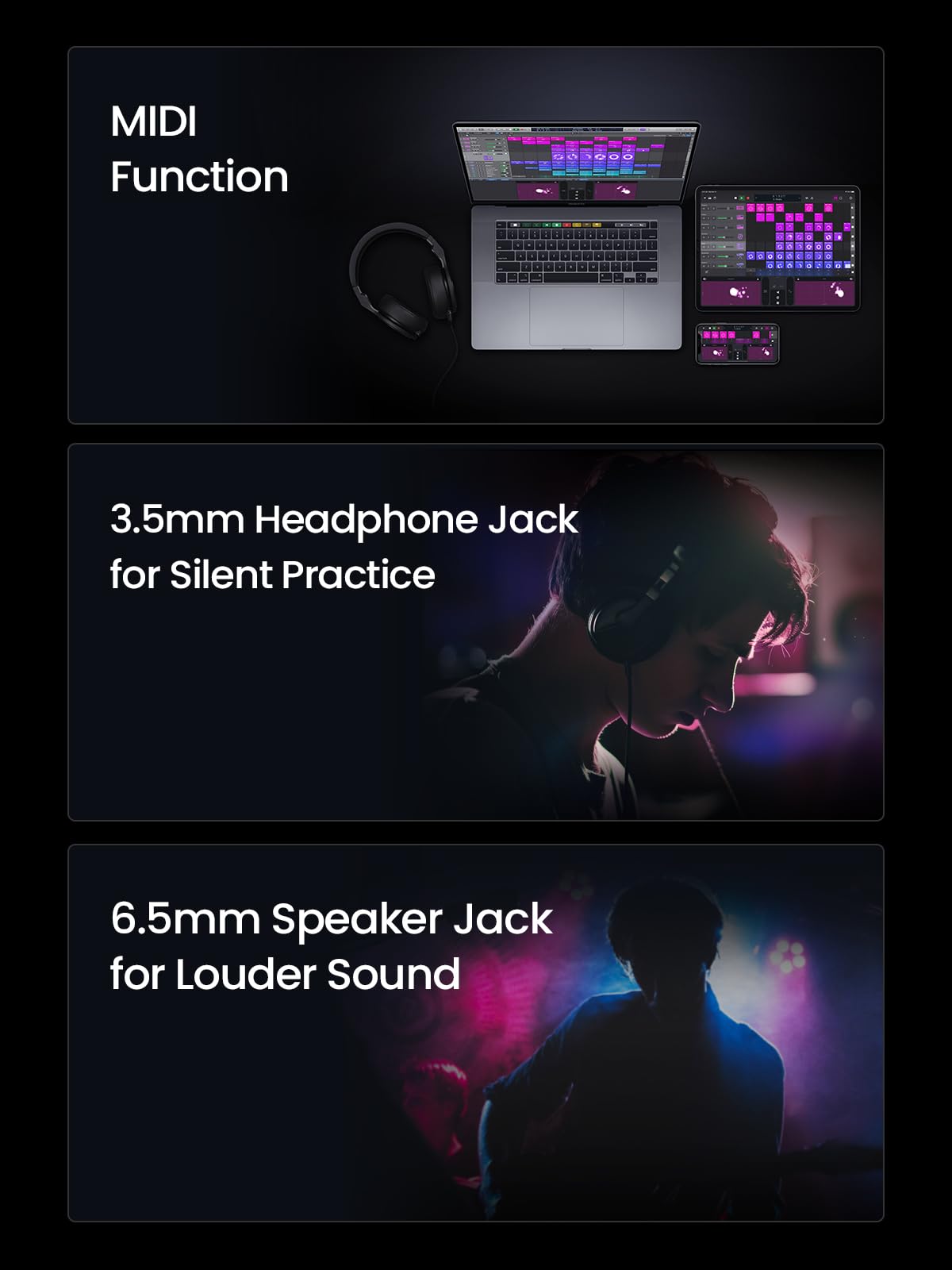 AeroBand Guitar Smart Guitar With Silicone Strings, Travel Silent Guitar With Detachable Fretboard, Headphone Jack, Built-in Speaker and Drum system, Aeroband APP Play, MIDI Guitar