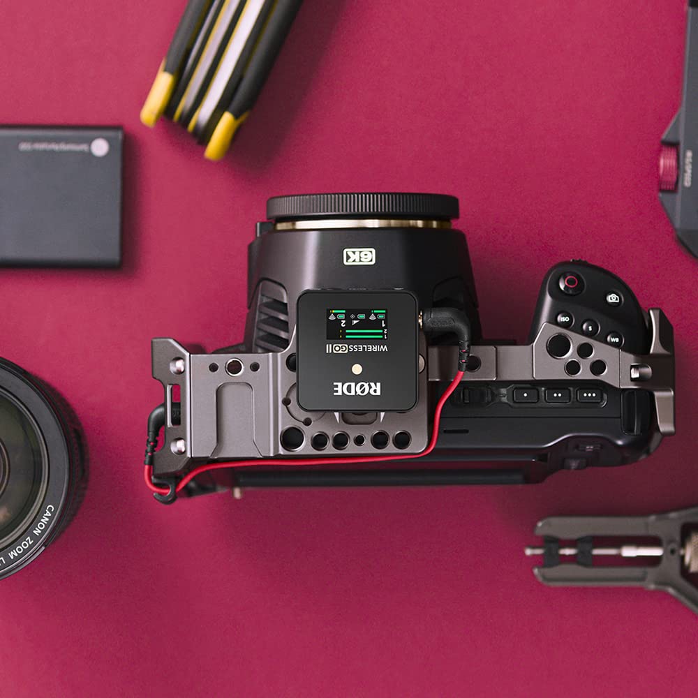 RØDE Wireless Go II Dual Channel Wireless System with Built-in Microphones with Analogue and Digital USB Outputs, Compatible with Cameras, Windows and MacOS computers, iOS and Android phones