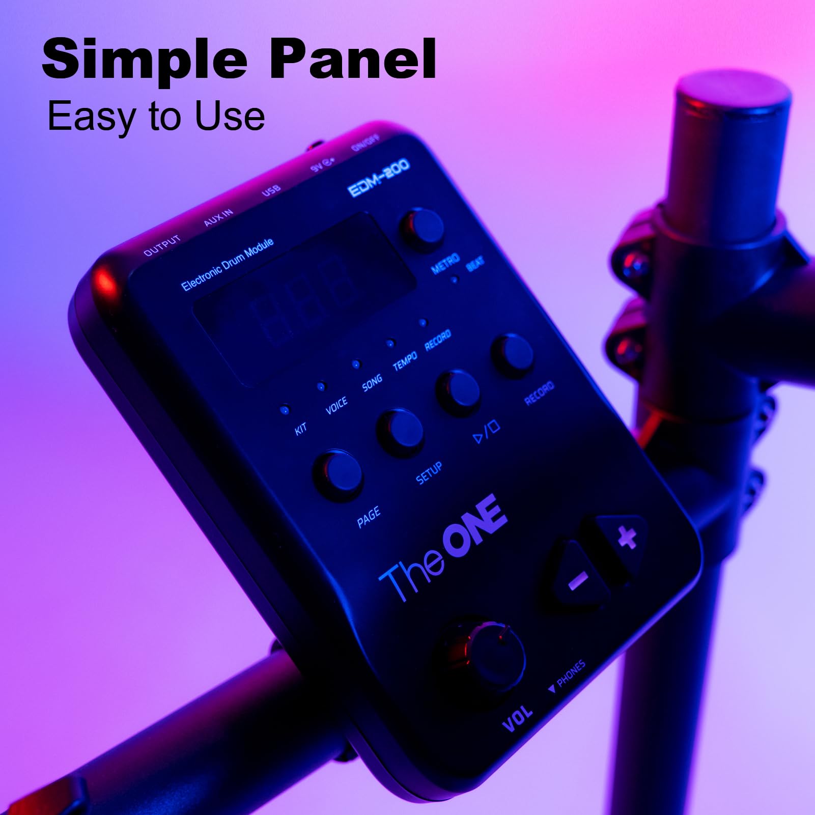 The ONE Electric Drum Set Bundle with 2 Switch Pedals, Headphones, Sticks & Drum Throne