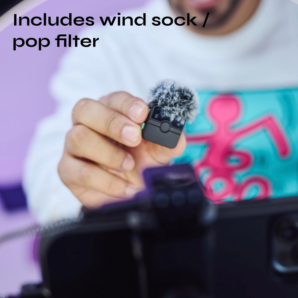 CreatorMic voice-enhancing mini wireless microphone for iPhone/Android/Camera - limiter, voice EQ, noise cancel, echo remove, magnetic mount – lapel mic clip on for video/vlog/YouTube/Tiktok
