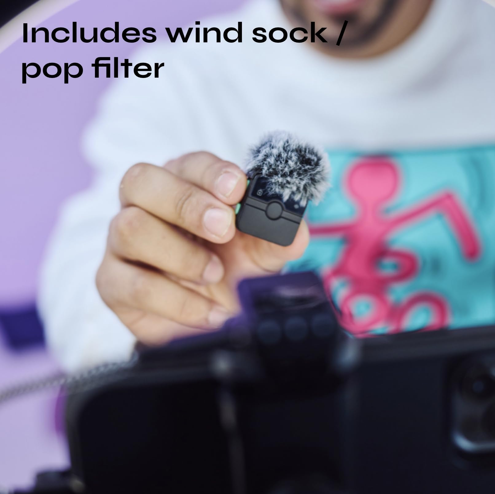 CreatorMic voice-enhancing mini wireless microphone for iPhone/Android/Camera - limiter, voice EQ, noise cancel, echo remove, magnetic mount – lapel mic clip on for video/vlog/YouTube/Tiktok