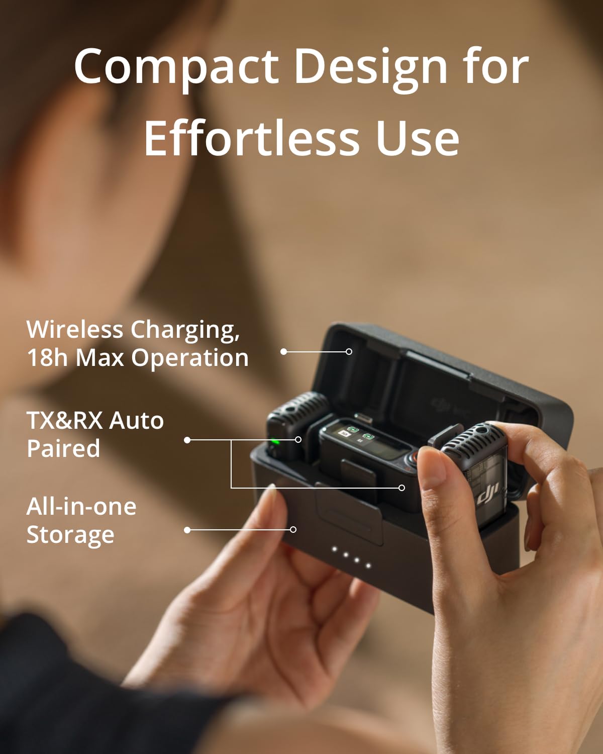 DJI Mic 2 (2 TX + 1 RX + Charging Case), Wireless Lavalier Microphone, Intelligent Noise Cancelling, 32-bit Float Internal Recording, 820 ft.(250m) Range, Microphone for iPhone, Android, Camera (Used)