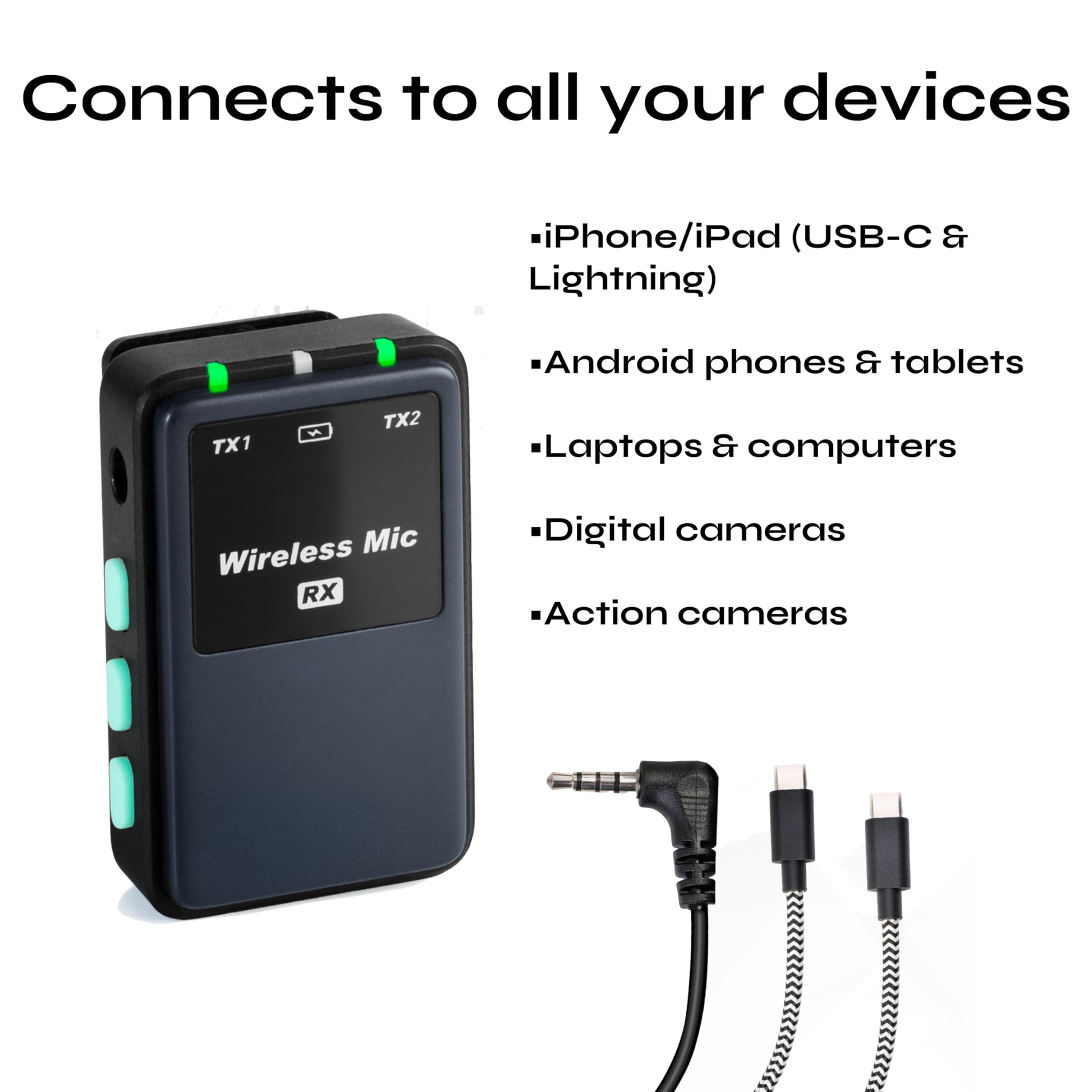 CreatorMic voice-enhancing mini wireless microphone for iPhone/Android/Camera - limiter, voice EQ, noise cancel, echo remove, magnetic mount – lapel mic clip on for video/vlog/YouTube/Tiktok