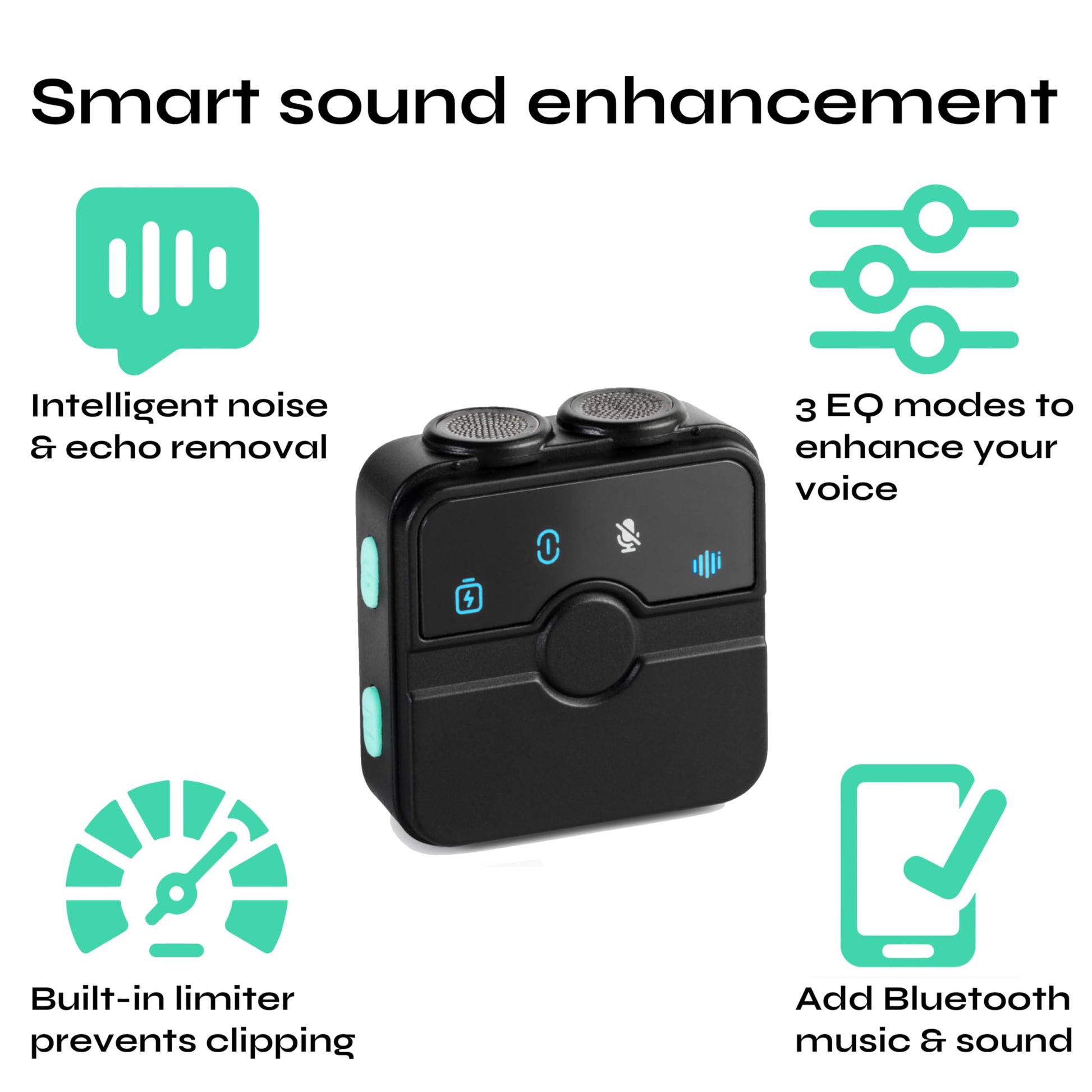 CreatorMic voice-enhancing mini wireless microphone for iPhone/Android/Camera - limiter, voice EQ, noise cancel, echo remove, magnetic mount – lapel mic clip on for video/vlog/YouTube/Tiktok