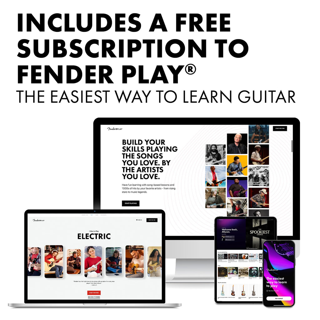 Fender Squier Debut Series Stratocaster Electric Guitar, Beginner Guitar, with 2-Year Warranty, Includes Free Lessons, Black with Matte Finish