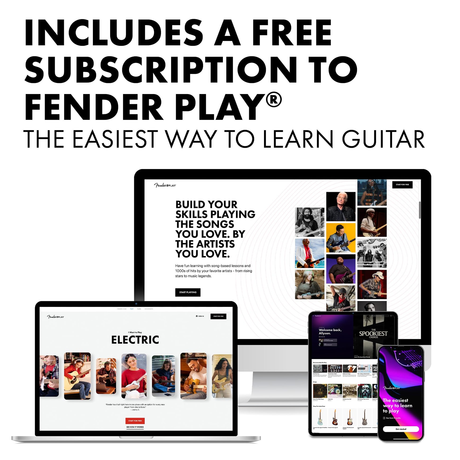 Fender Squier Debut Series Stratocaster Electric Guitar, Beginner Guitar, with 2-Year Warranty, Includes Free Lessons, Black with Matte Finish
