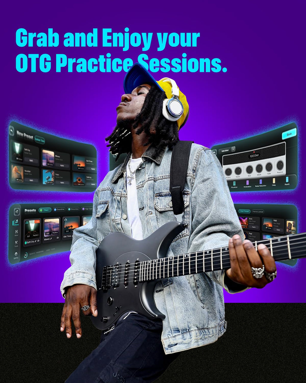 Enya Electric Guitar Inspire 39" Smart Electric Carbon Fiber Guitarra with 15W Wireless Speaker, 20 Distinct Tones, Onboard Presets, Charging Cable, Adjusting Wrench, and Gig Bag